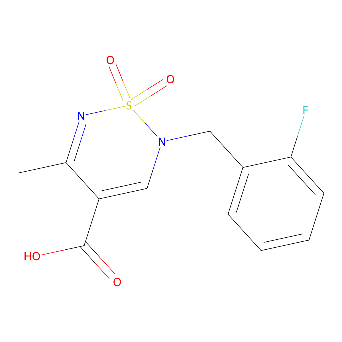 2-(2-fluorobenzyl)-5-methyl-2H-1,2,6-thiadiazine-4-carboxylic acid 1,1-dioxide molecular structure, CAS 1443978-88-8