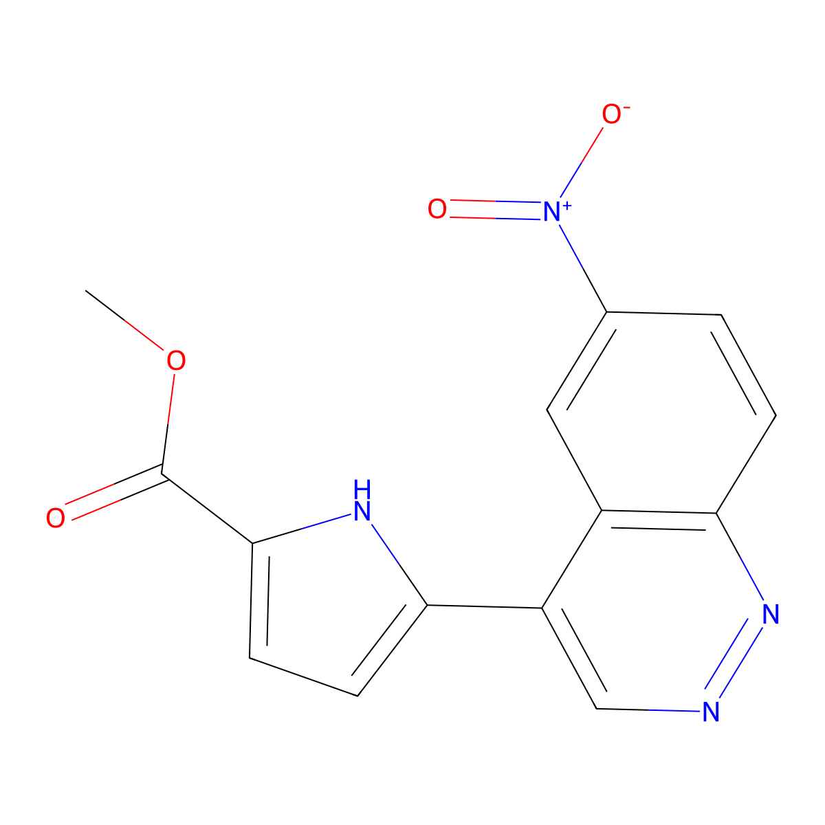 Methyl 5-(6-nitrocinnolin-4-yl)-1H-pyrrole-2-carboxylate molecular structure, CAS 1443978-92-4