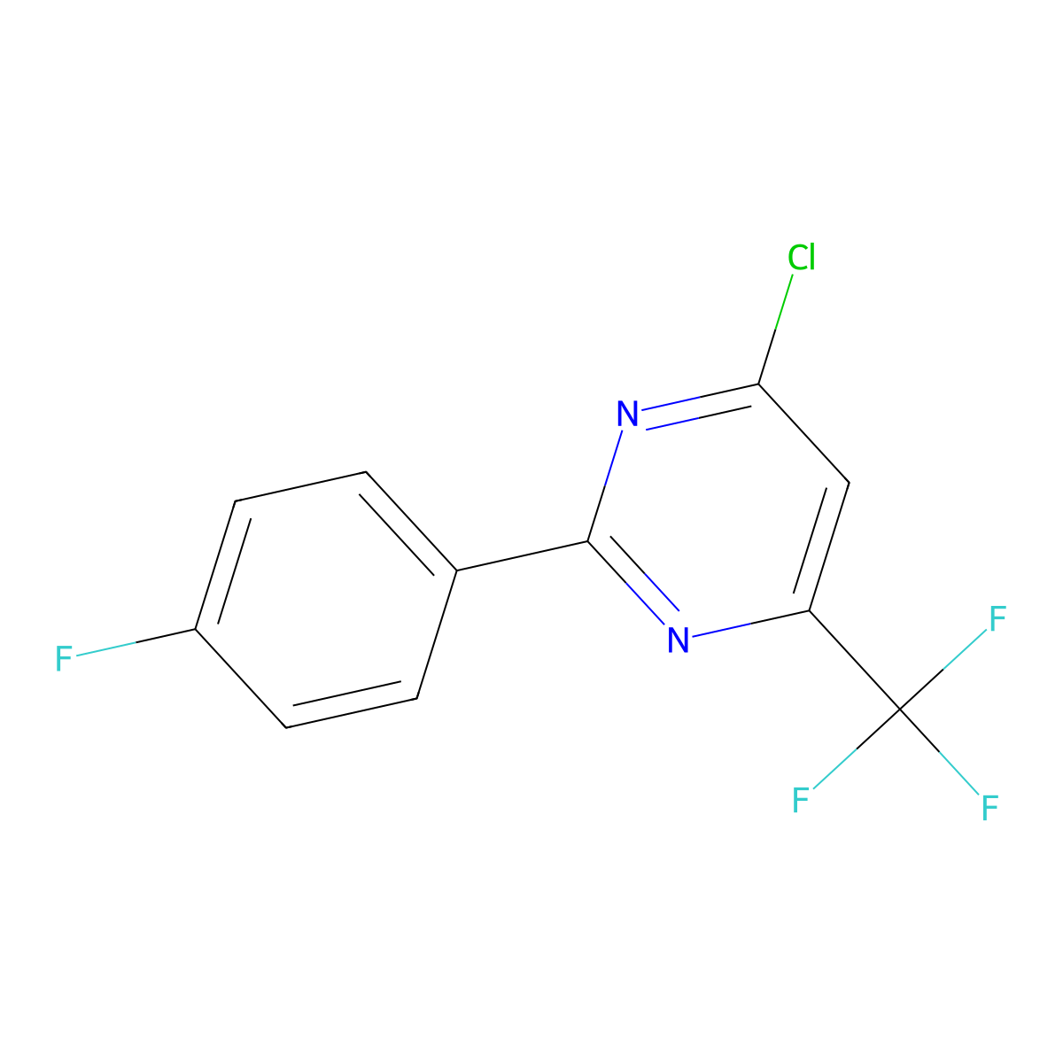 4-Chloro-2-(4-fluorophenyl)-6-(trifluoromethyl)pyrimidine molecular structure, CAS 1443979-04-1