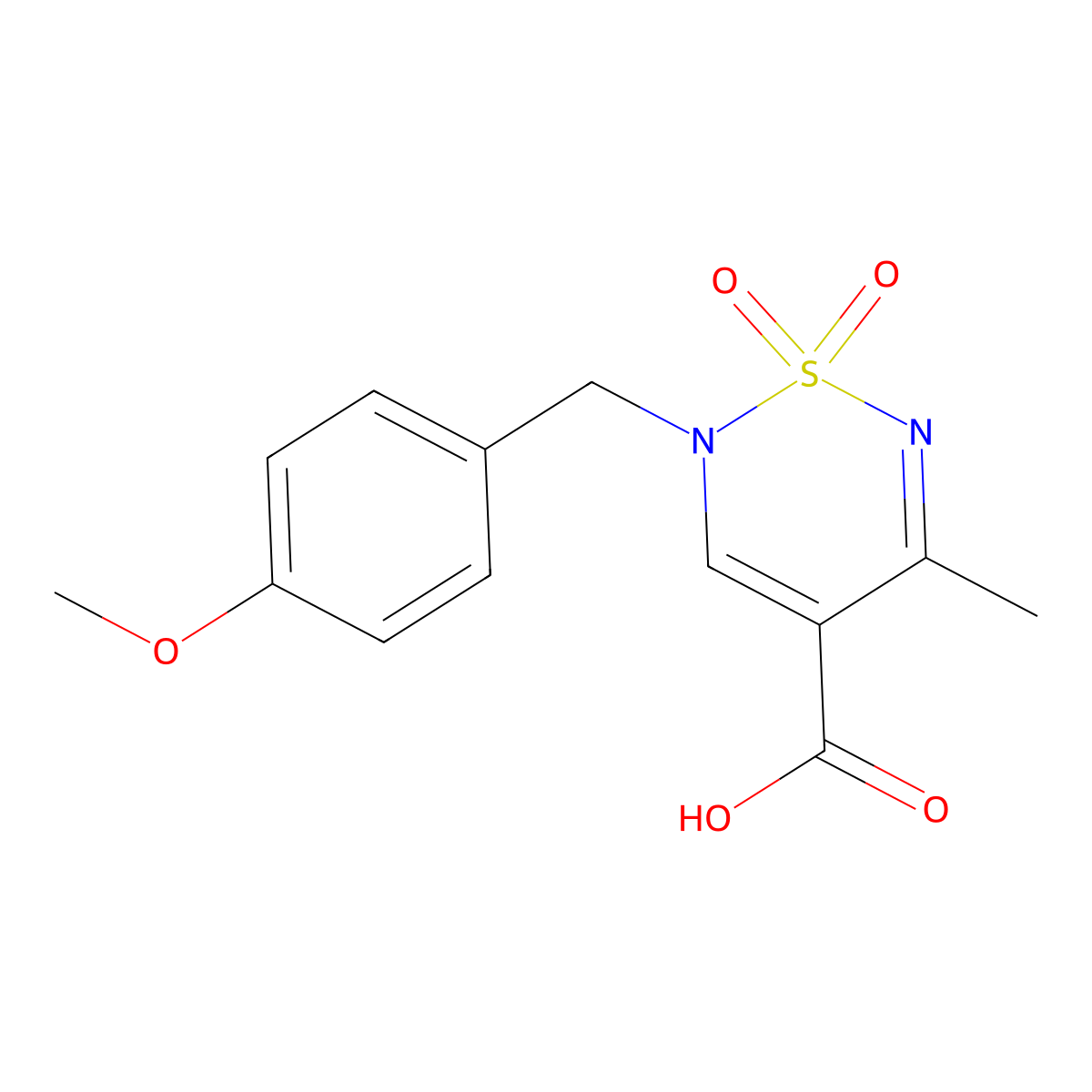 2-(4-methoxybenzyl)-5-methyl-2H-1,2,6-thiadiazine-4-carboxylic acid 1,1-dioxide molecular structure, CAS 1443979-08-5