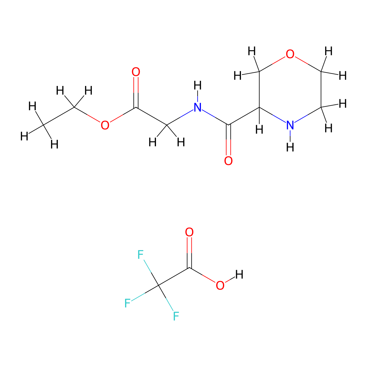 Ethyl 2-[(morpholin-3-yl)formamido]acetate; trifluoroacetic acid molecular structure, CAS 1443979-21-2