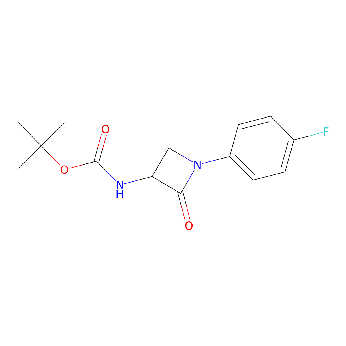 tert-butyl N-[1-(4-fluorophenyl)-2-oxoazetidin-3-yl]carbamate molecular structure, CAS 1443979-23-4