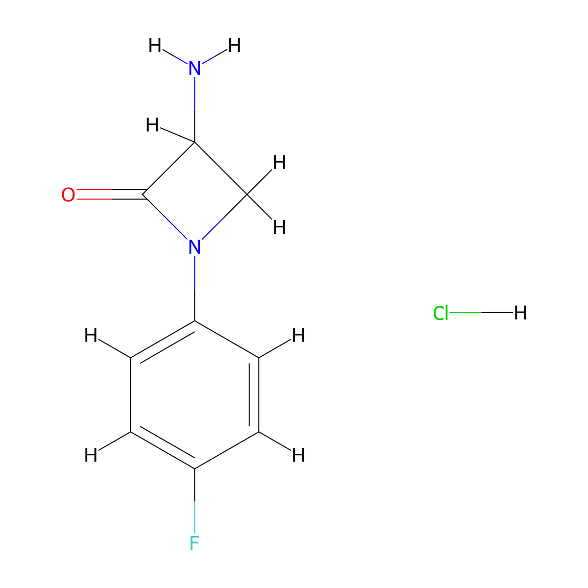 3-Amino-1-(4-fluorophenyl)azetidin-2-one hydrochloride molecular structure, CAS 1443979-37-0
