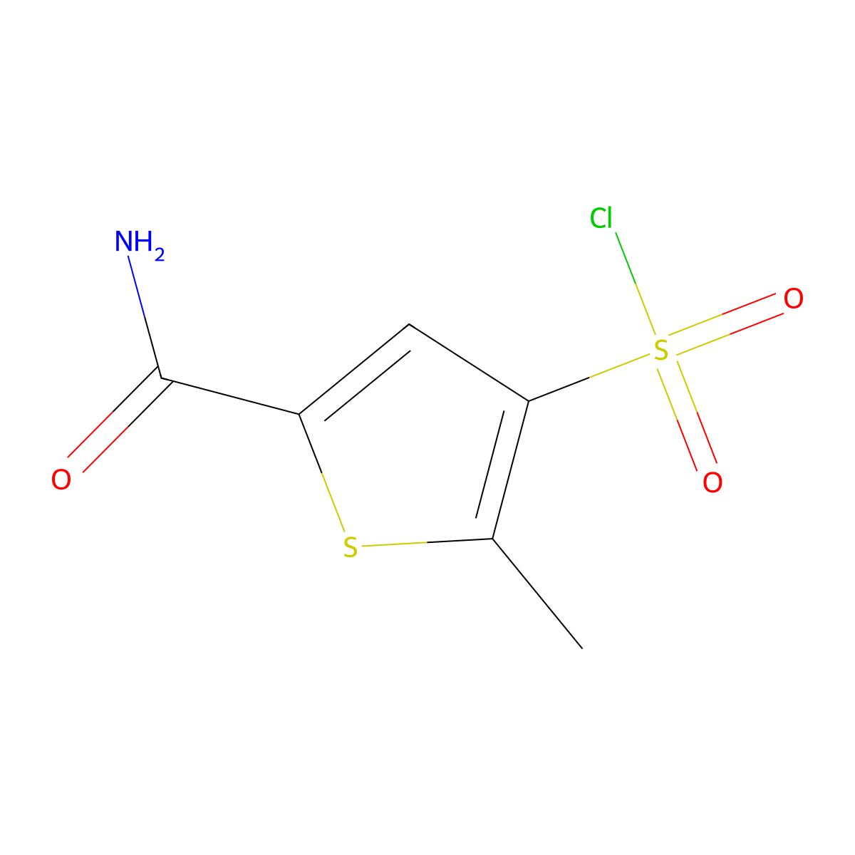 5-Carbamoyl-2-methylthiophene-3-sulfonyl chloride molecular structure, CAS 1443979-39-2