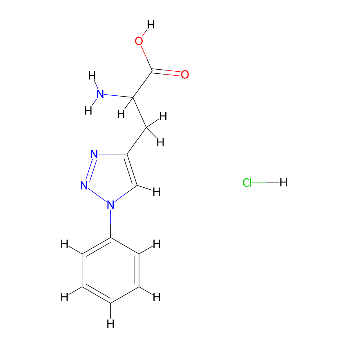 2-amino-3-(1-phenyl-1H-1,2,3-triazol-4-yl)propanoic acid hydrochloride molecular structure, CAS 1443979-40-5