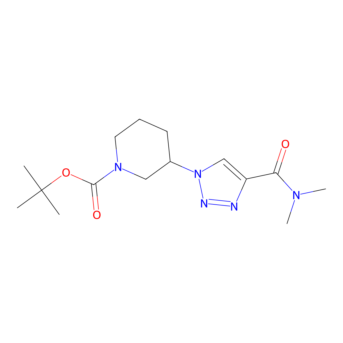 tert-butyl 3-[4-(dimethylcarbamoyl)-1H-1,2,3-triazol-1-yl]piperidine-1-carboxylate molecular structure, CAS 1443979-61-0