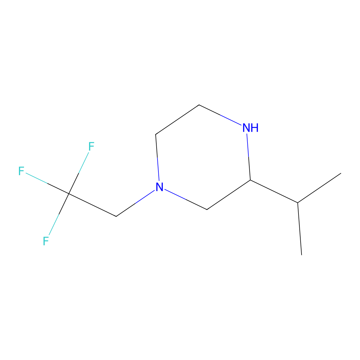 3-(Propan-2-yl)-1-(2,2,2-trifluoroethyl)piperazine molecular structure, CAS 1443979-62-1