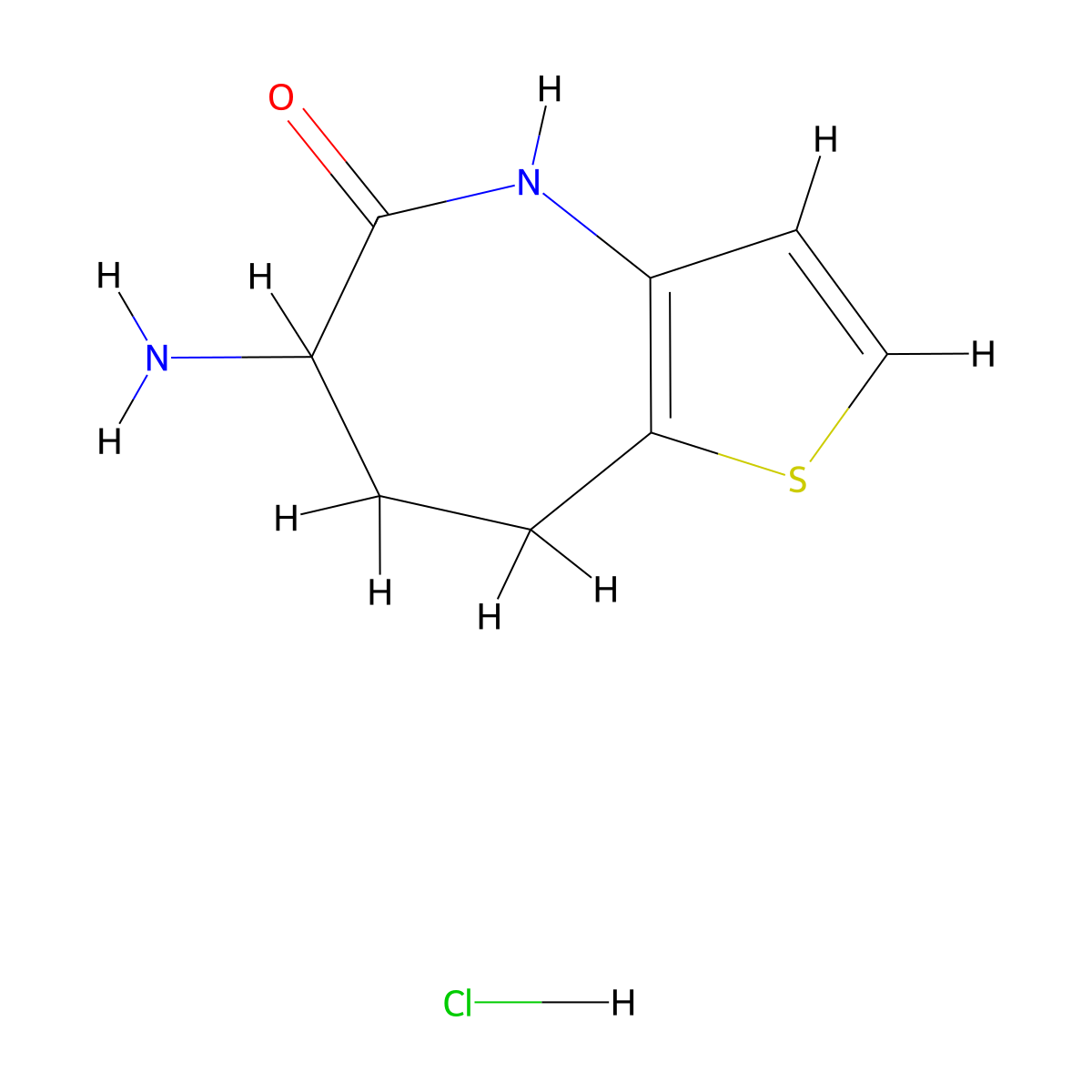 6-amino-4H,5H,6H,7H,8H-thieno[3,2-b]azepin-5-one hydrochloride molecular structure, CAS 1443979-72-3