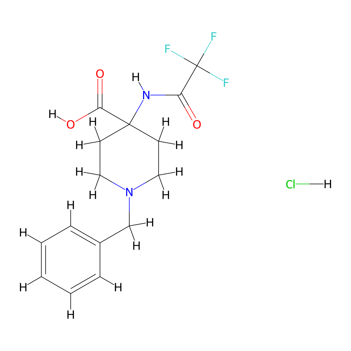 1-Benzyl-4-(trifluoroacetamido)piperidine-4-carboxylic acid hydrochloride molecular structure, CAS 1443979-77-8