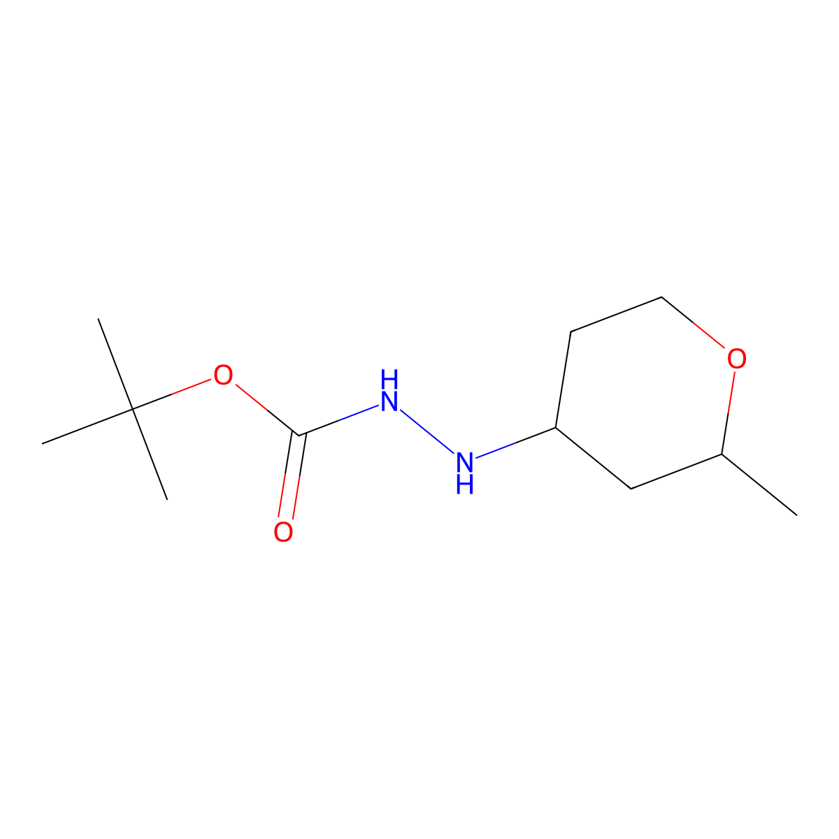 N'-(2-methyloxan-4-yl)(tert-butoxy)carbohydrazide molecular structure, CAS 1443979-78-9