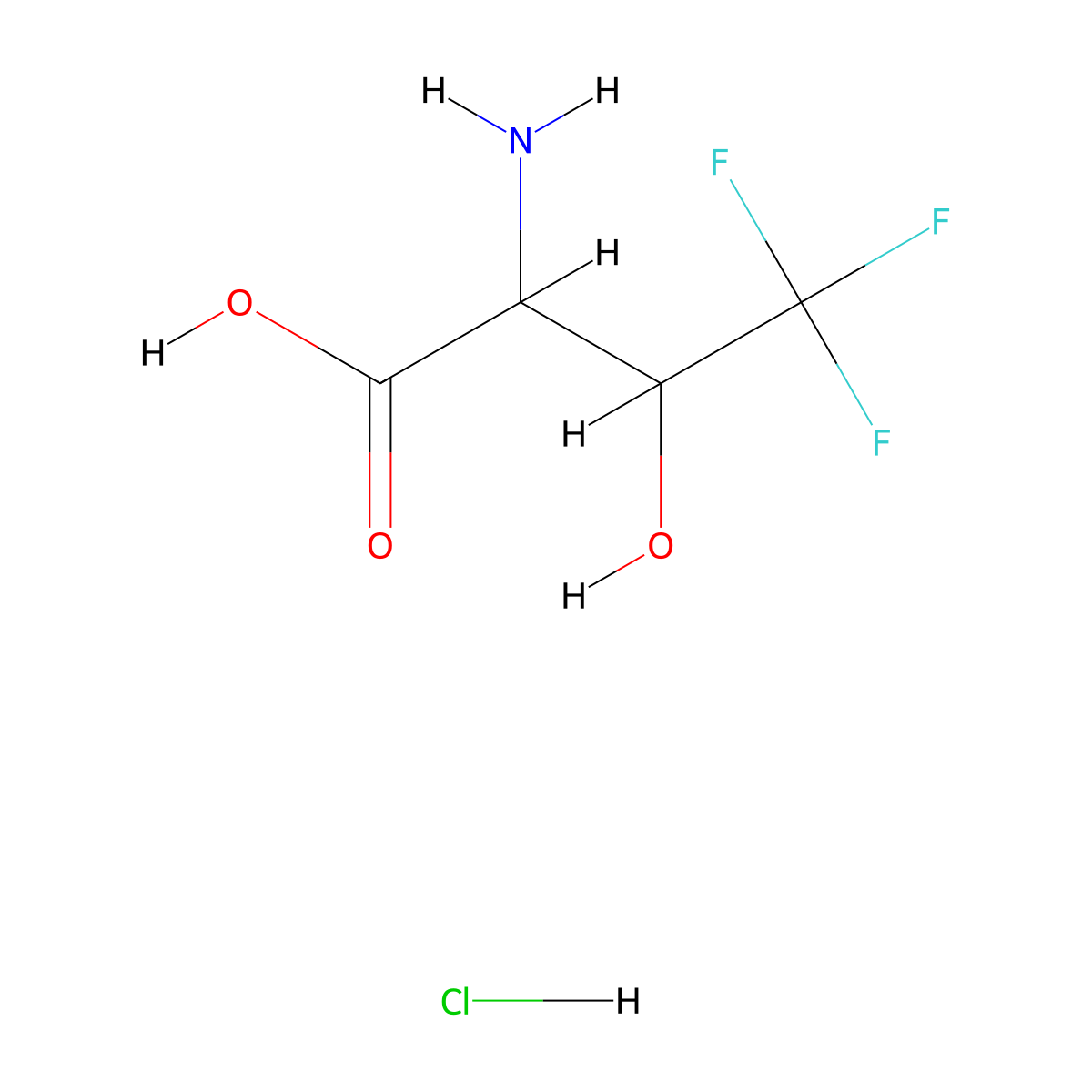 2-Amino-4,4,4-trifluoro-3-hydroxybutanoic acid hydrochloride molecular structure, CAS 1443979-80-3