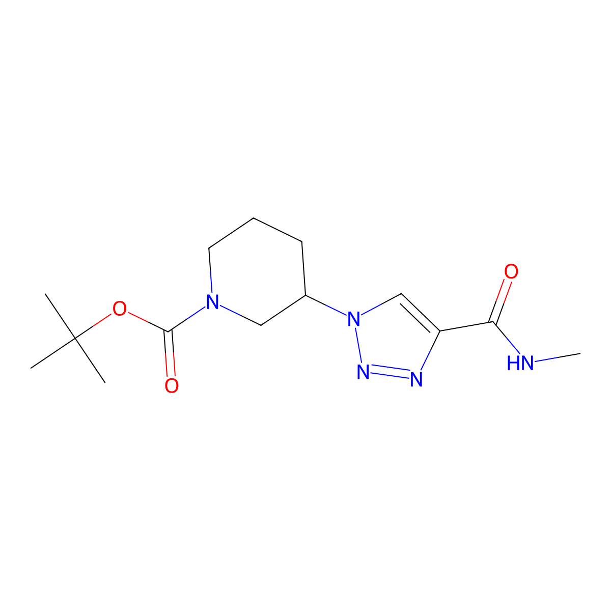 tert-butyl 3-[4-(methylcarbamoyl)-1H-1,2,3-triazol-1-yl]piperidine-1-carboxylate molecular structure, CAS 1443979-81-4
