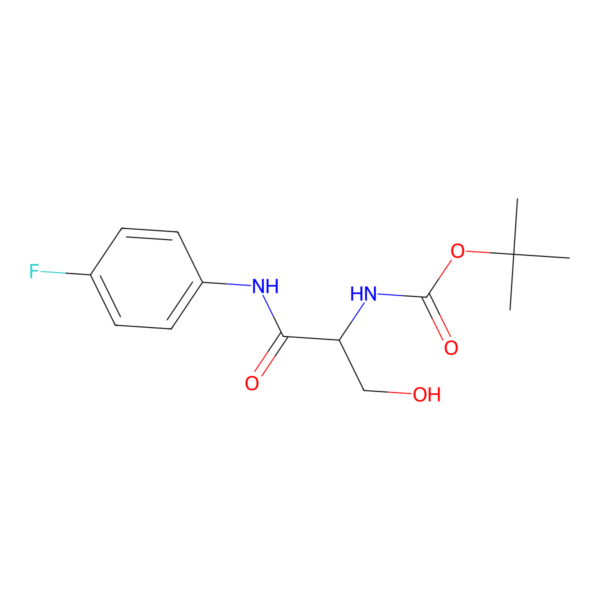 tert-butyl N-{1-[(4-fluorophenyl)carbamoyl]-2-hydroxyethyl}carbamate molecular structure, CAS 1443979-85-8