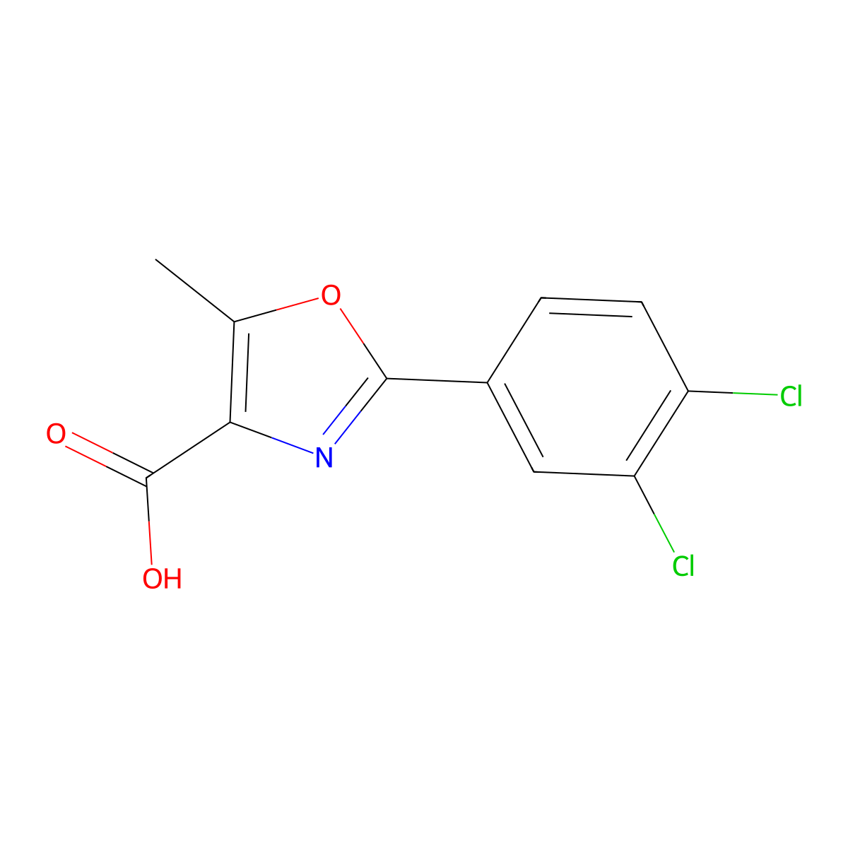 2-(3,4-Dichlorophenyl)-5-methyl-1,3-oxazole-4-carboxylic acid molecular structure, CAS 1443979-88-1