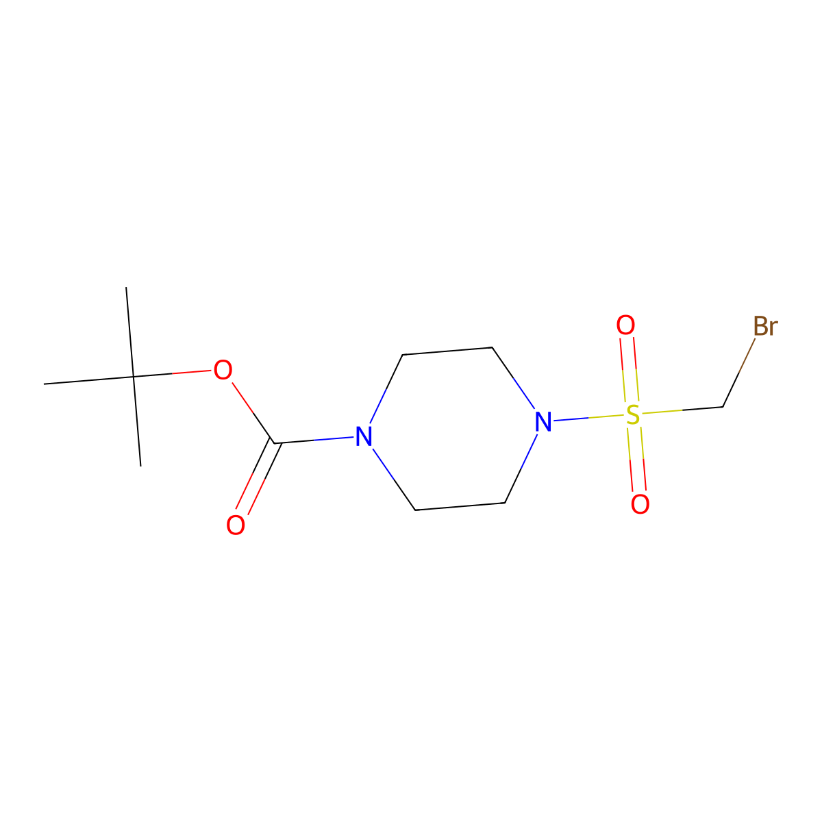 Tert-butyl 4-bromomethanesulfonylpiperazine-1-carboxylate molecular structure, CAS 1443979-93-8