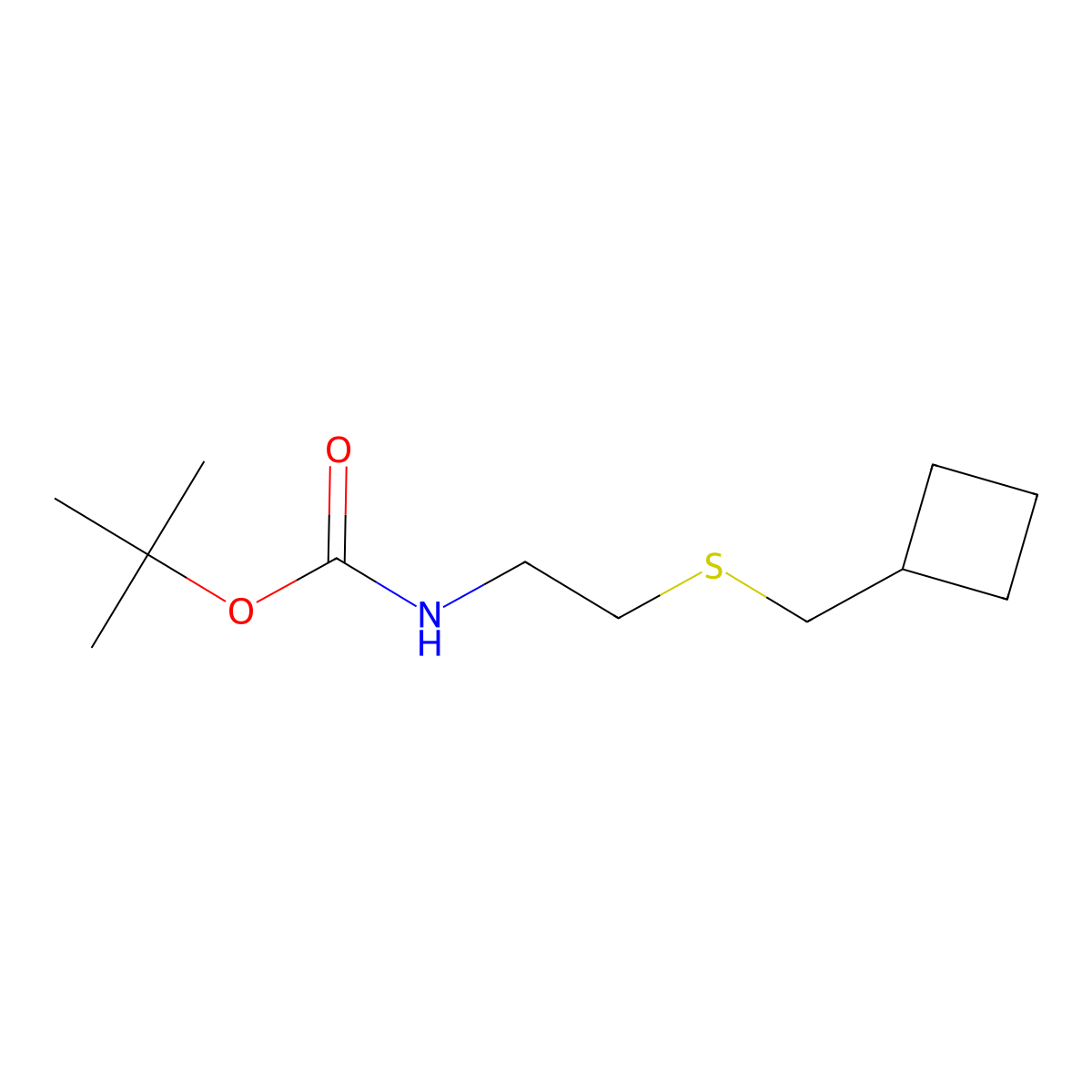 tert-butyl N-{2-[(cyclobutylmethyl)sulfanyl]ethyl}carbamate molecular structure, CAS 1443979-95-0