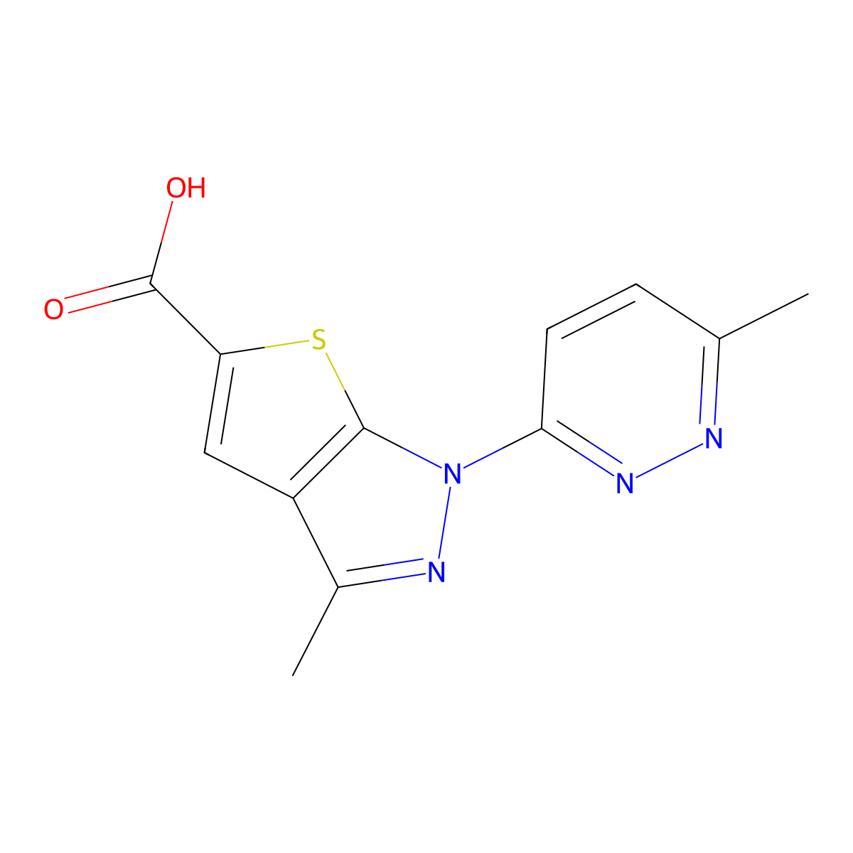 3-methyl-1-(6-methylpyridazin-3-yl)-1H-thieno[2,3-c]pyrazole-5-carboxylic acid molecular structure, CAS 1443979-97-2