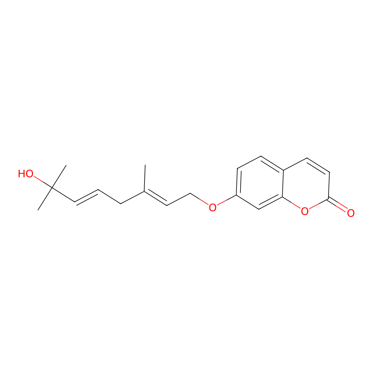 7-[[(2E,5E)-7-Hydroxy-3,7-dimethyl-2,5-octadienyl]oxy]-2H-1-benzopyran-2-one molecular structure, CAS 144398-46-9