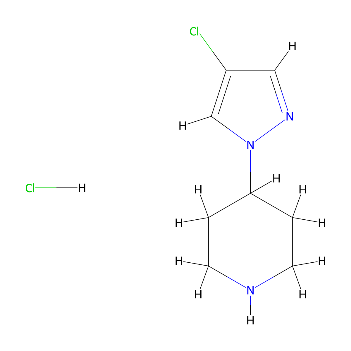4-(4-chloro-1H-pyrazol-1-yl)piperidine hydrochloride molecular structure, CAS 1443980-02-6
