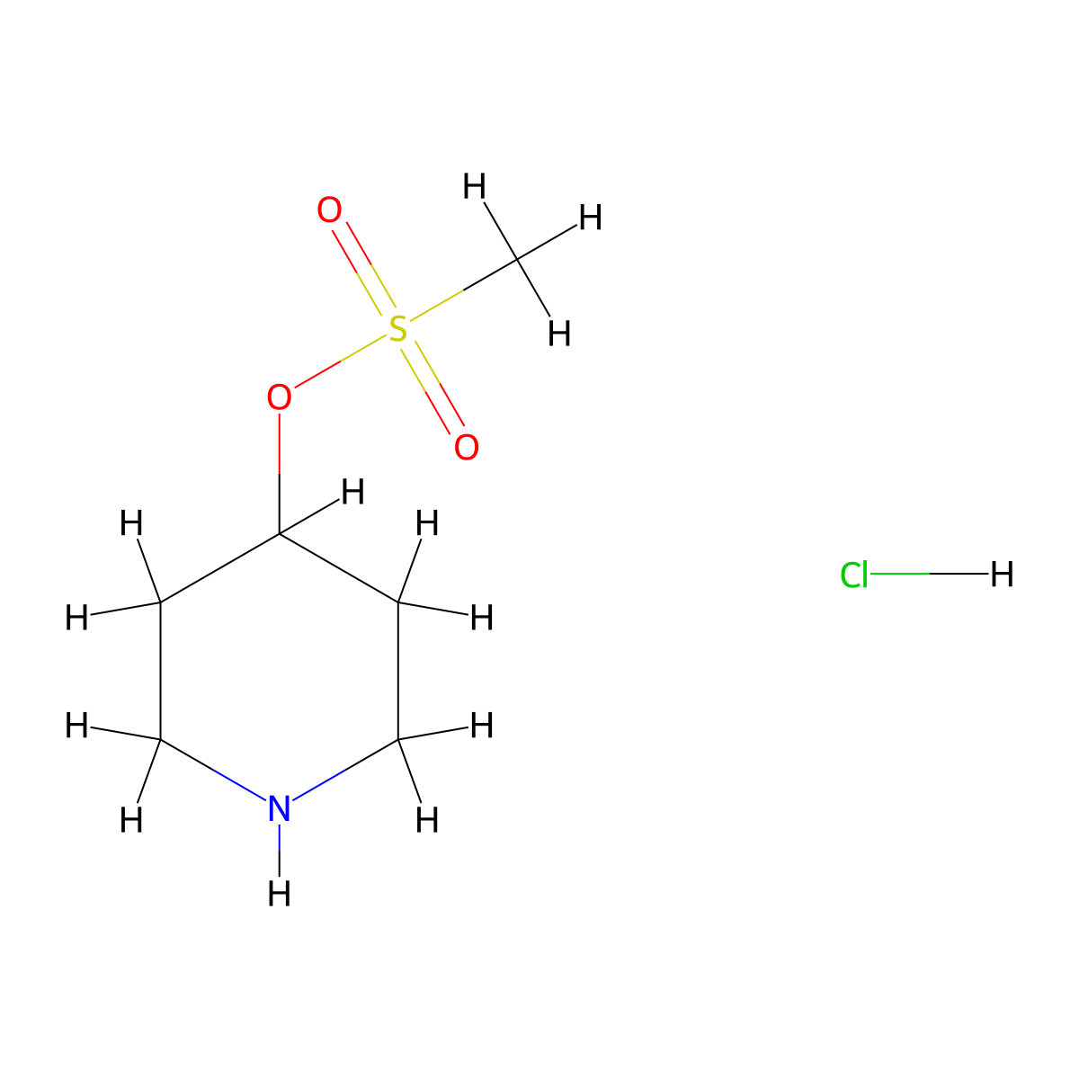 Piperidin-4-yl methanesulfonate hydrochloride molecular structure, CAS 1443980-05-9