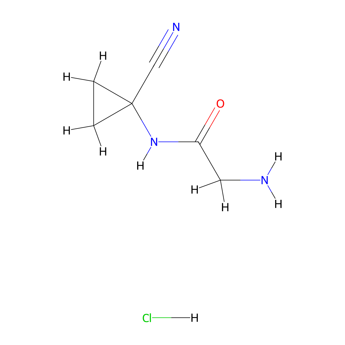 2-amino-N-(1-cyanocyclopropyl)acetamide hydrochloride molecular structure, CAS 1443980-06-0