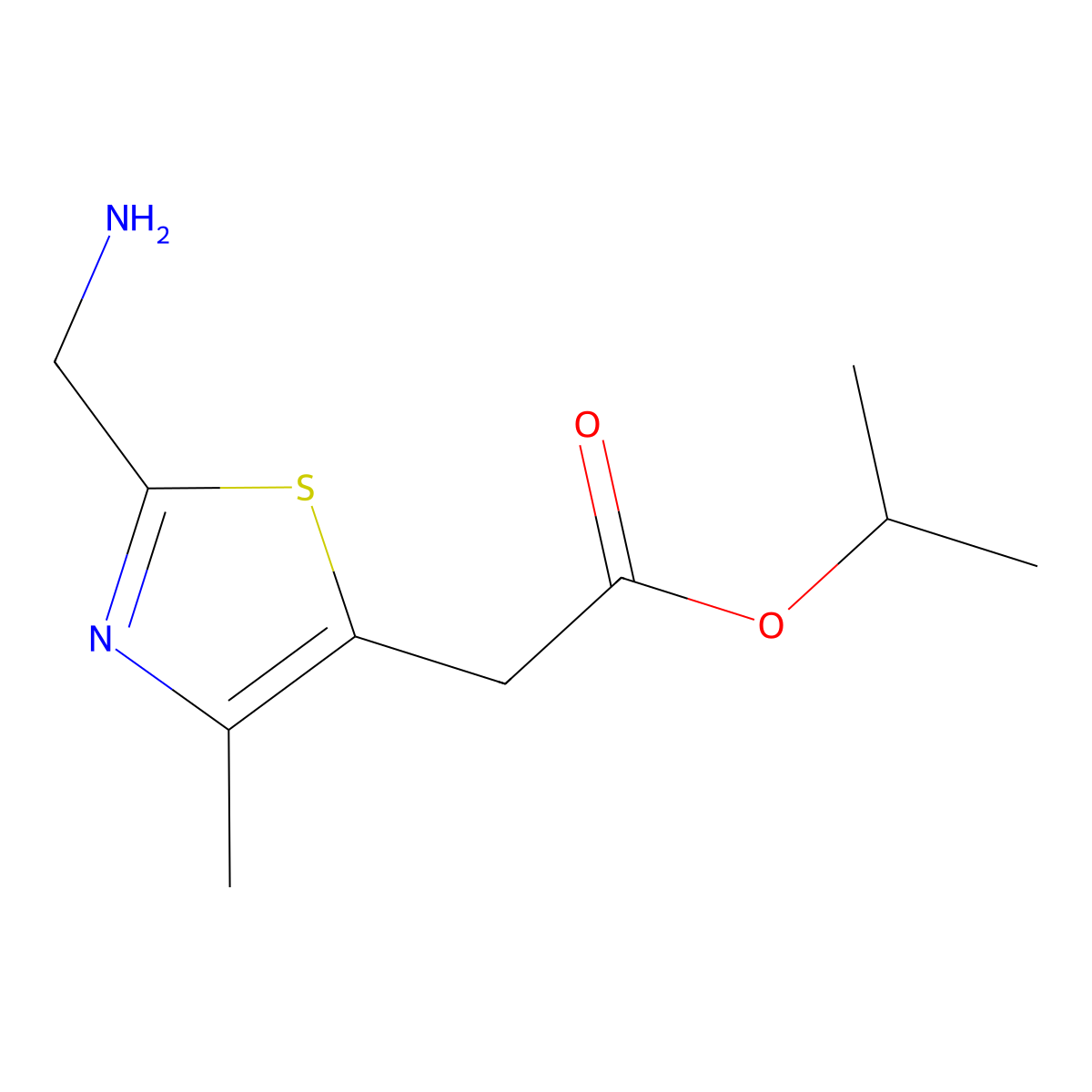 Propan-2-yl 2-[2-(aminomethyl)-4-methyl-1,3-thiazol-5-yl]acetate molecular structure, CAS 1443980-13-9