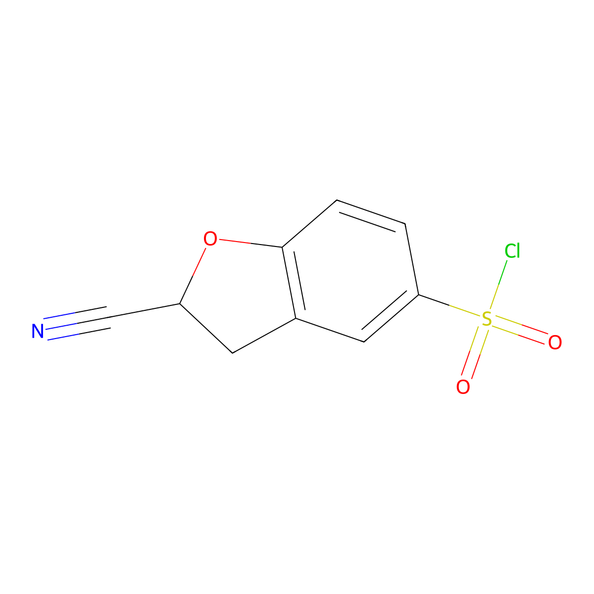 2-Cyano-2,3-dihydro-1-benzofuran-5-sulfonyl chloride molecular structure, CAS 1443980-14-0