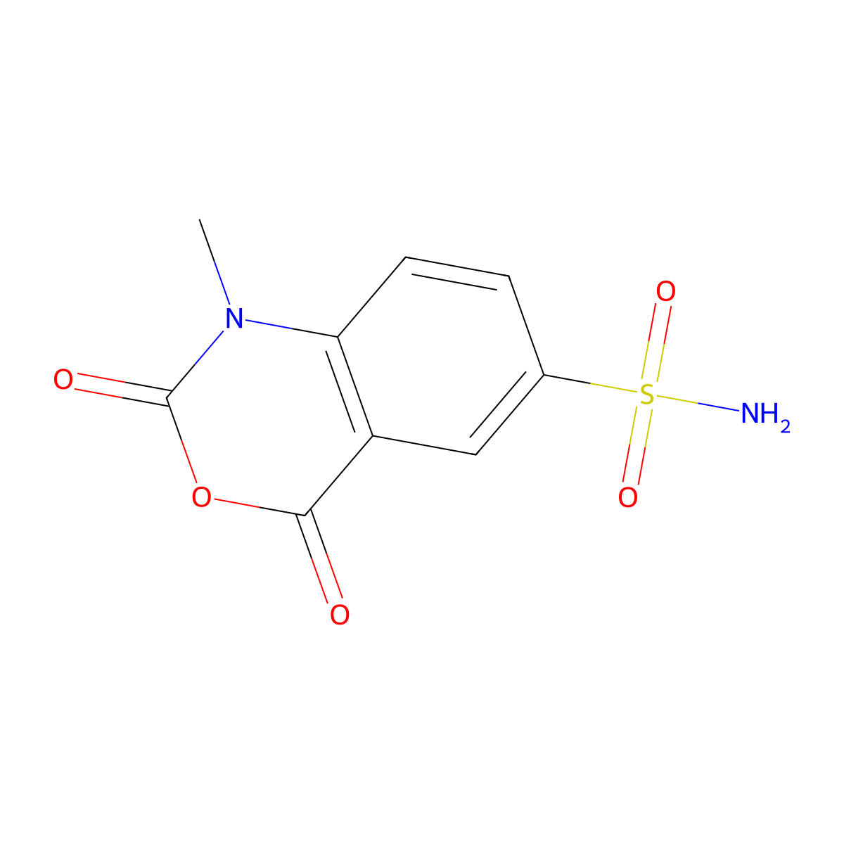 1-methyl-2,4-dioxo-2,4-dihydro-1H-3,1-benzoxazine-6-sulfonamide molecular structure, CAS 1443980-15-1