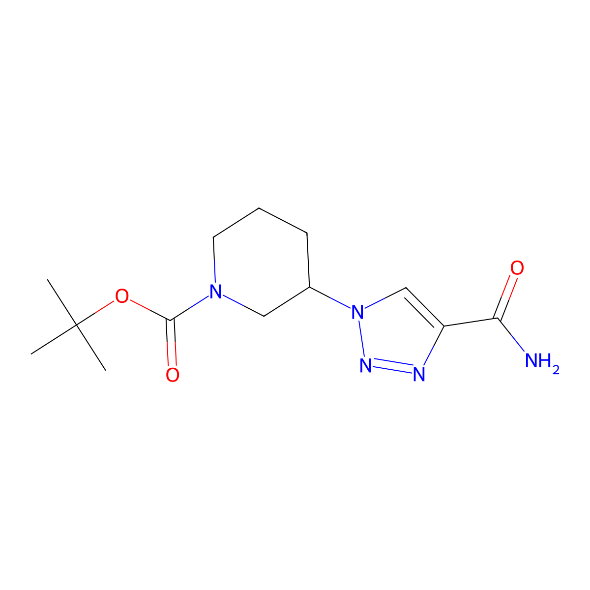 tert-butyl 3-(4-carbamoyl-1H-1,2,3-triazol-1-yl)piperidine-1-carboxylate molecular structure, CAS 1443980-17-3