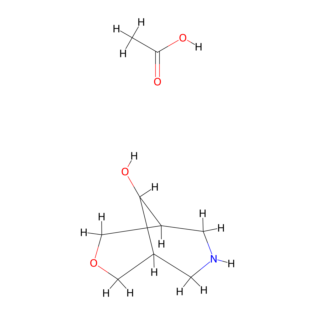 3-Oxa-7-azabicyclo[3.3.1]nonan-9-ol; acetic acid molecular structure, CAS 1443980-27-5