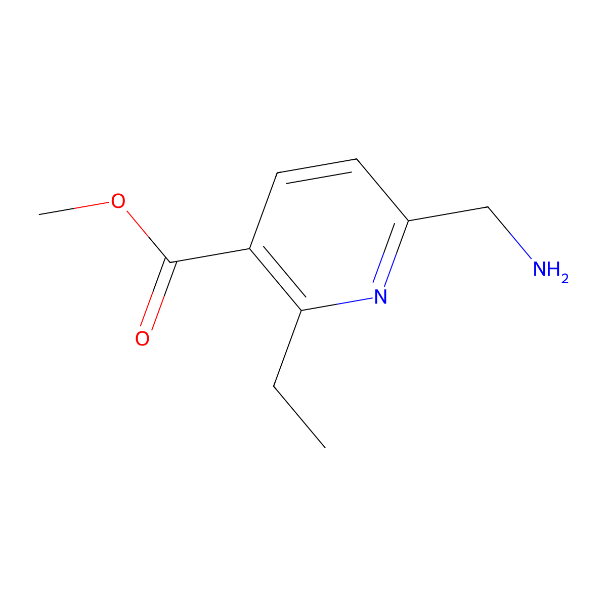 Methyl 6-(aminomethyl)-2-ethylpyridine-3-carboxylate molecular structure, CAS 1443980-29-7