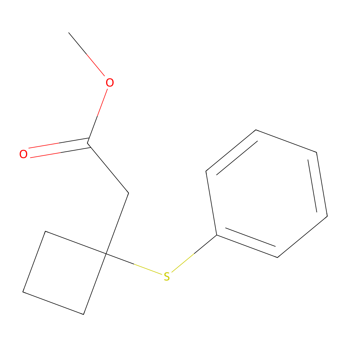 Methyl 2-[1-(phenylsulfanyl)cyclobutyl]acetate molecular structure, CAS 1443980-31-1