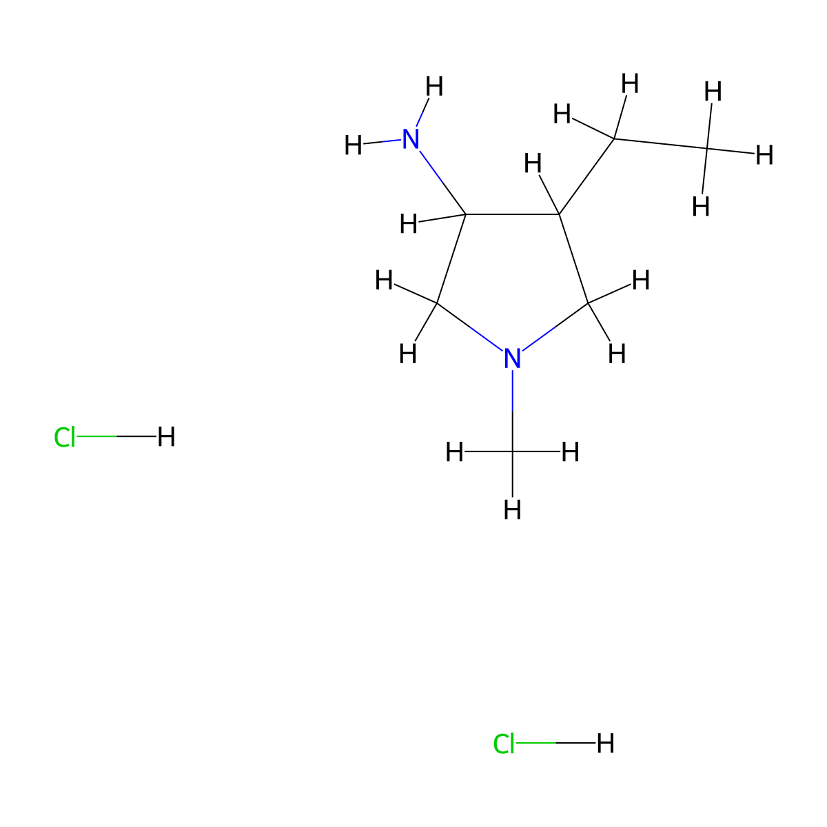 4-Ethyl-1-methylpyrrolidin-3-amine dihydrochloride molecular structure, CAS 1443980-39-9