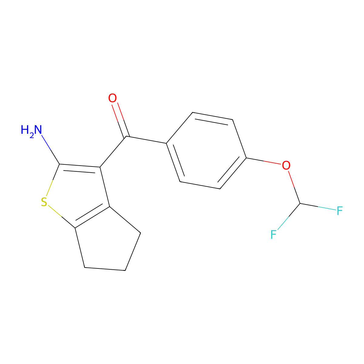 3-[4-(difluoromethoxy)benzoyl]-4H,5H,6H-cyclopenta[b]thiophen-2-amine molecular structure, CAS 1443980-40-2