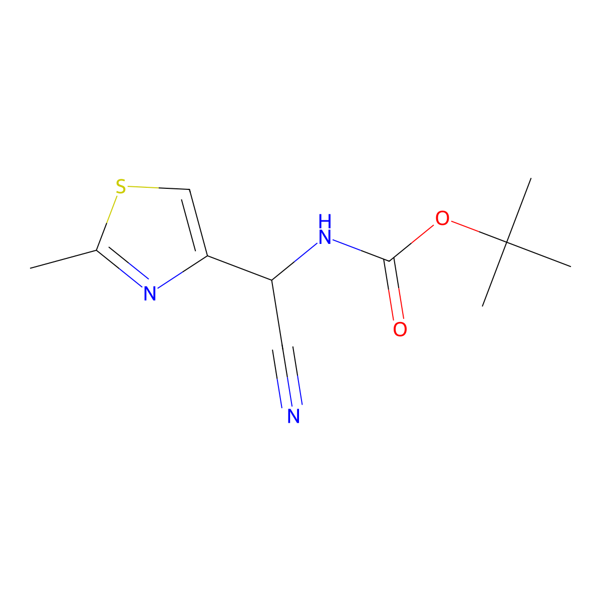tert-butyl N-[cyano(2-methyl-1,3-thiazol-4-yl)methyl]carbamate molecular structure, CAS 1443980-47-9