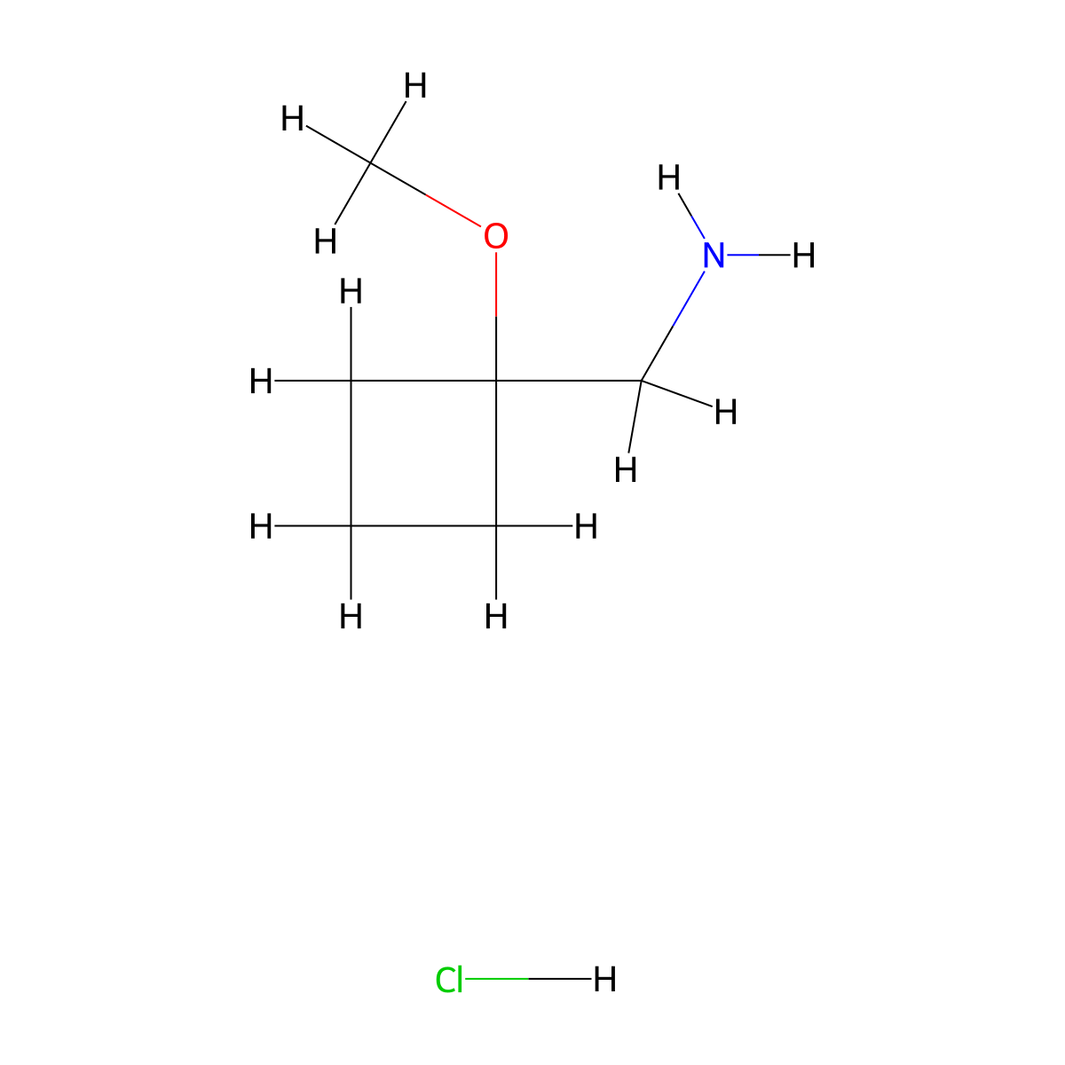 (1-Methoxycyclobutyl)methanamine hydrochloride molecular structure, CAS 1443980-50-4