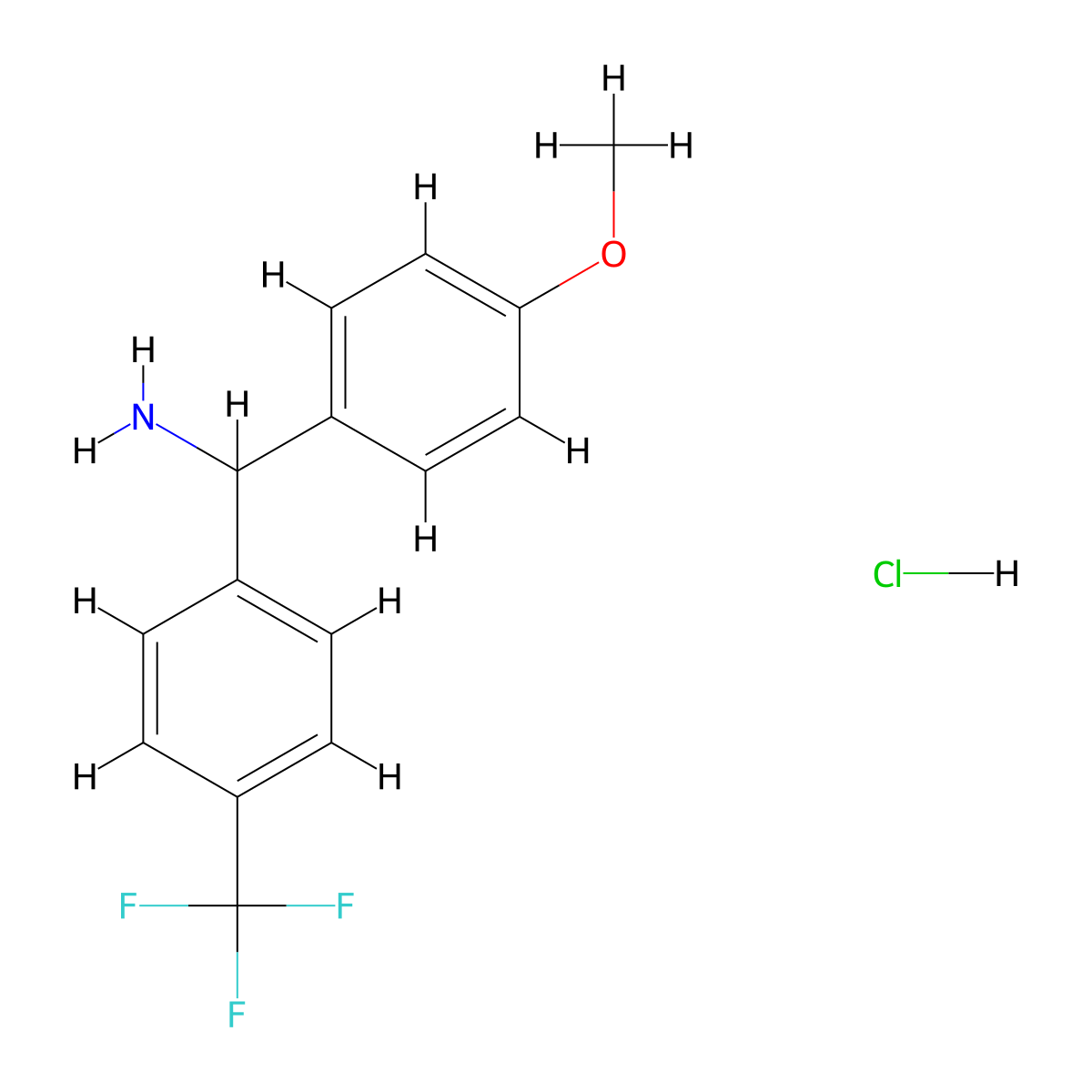 (4-Methoxyphenyl)(4-(trifluoromethyl)phenyl)methanamine hydrochloride molecular structure, CAS 1443980-52-6