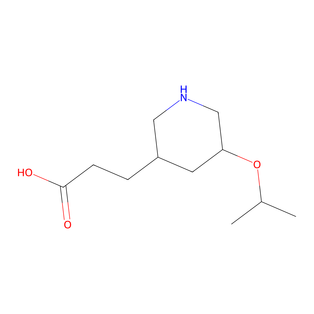 3-[5-(Propan-2-yloxy)piperidin-3-yl]propanoic acid molecular structure, CAS 1443980-59-3