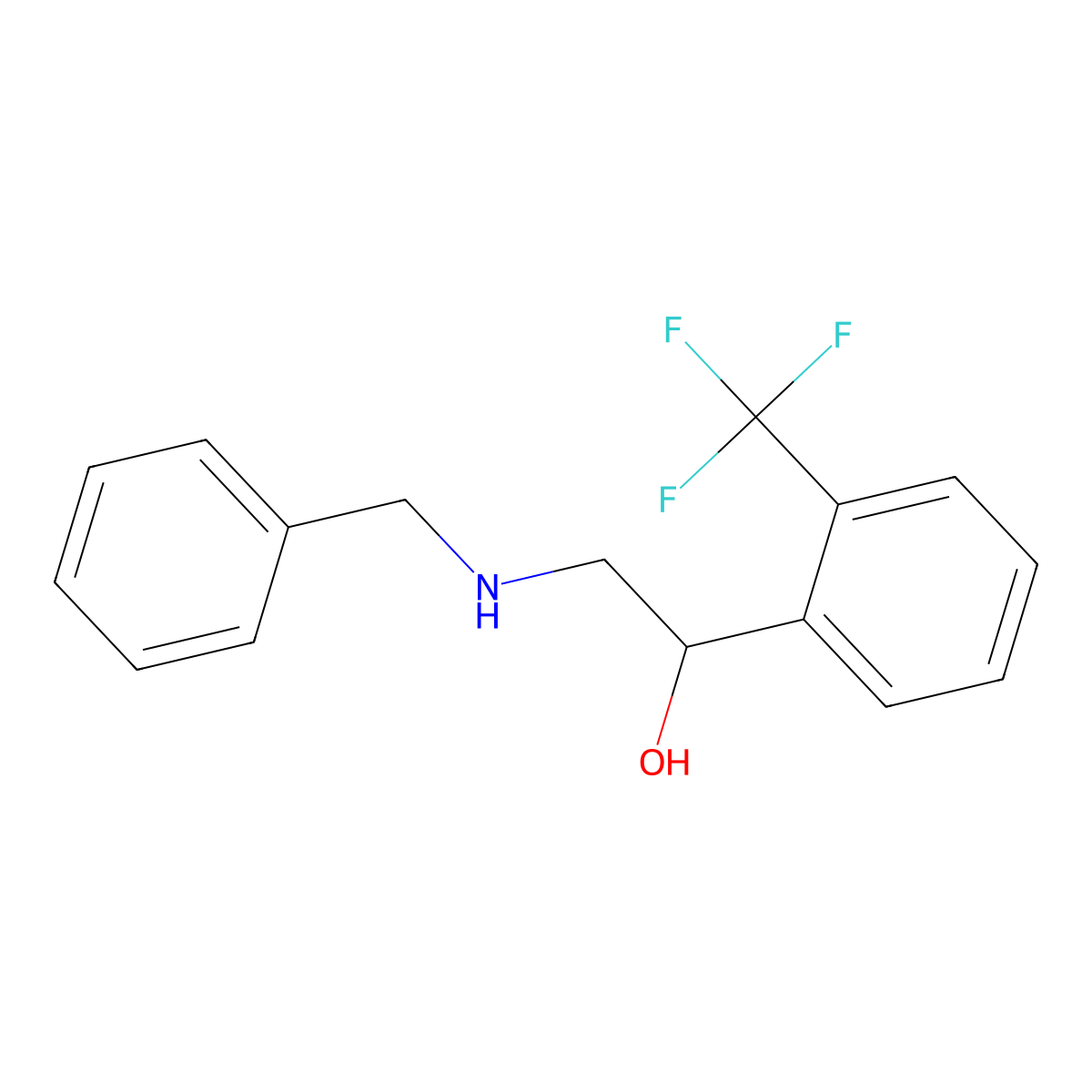 Benzenemethanol, alpha-(((phenylmethyl)amino)methyl)-2-(trifluoromethyl)- molecular structure, CAS 1443980-61-7