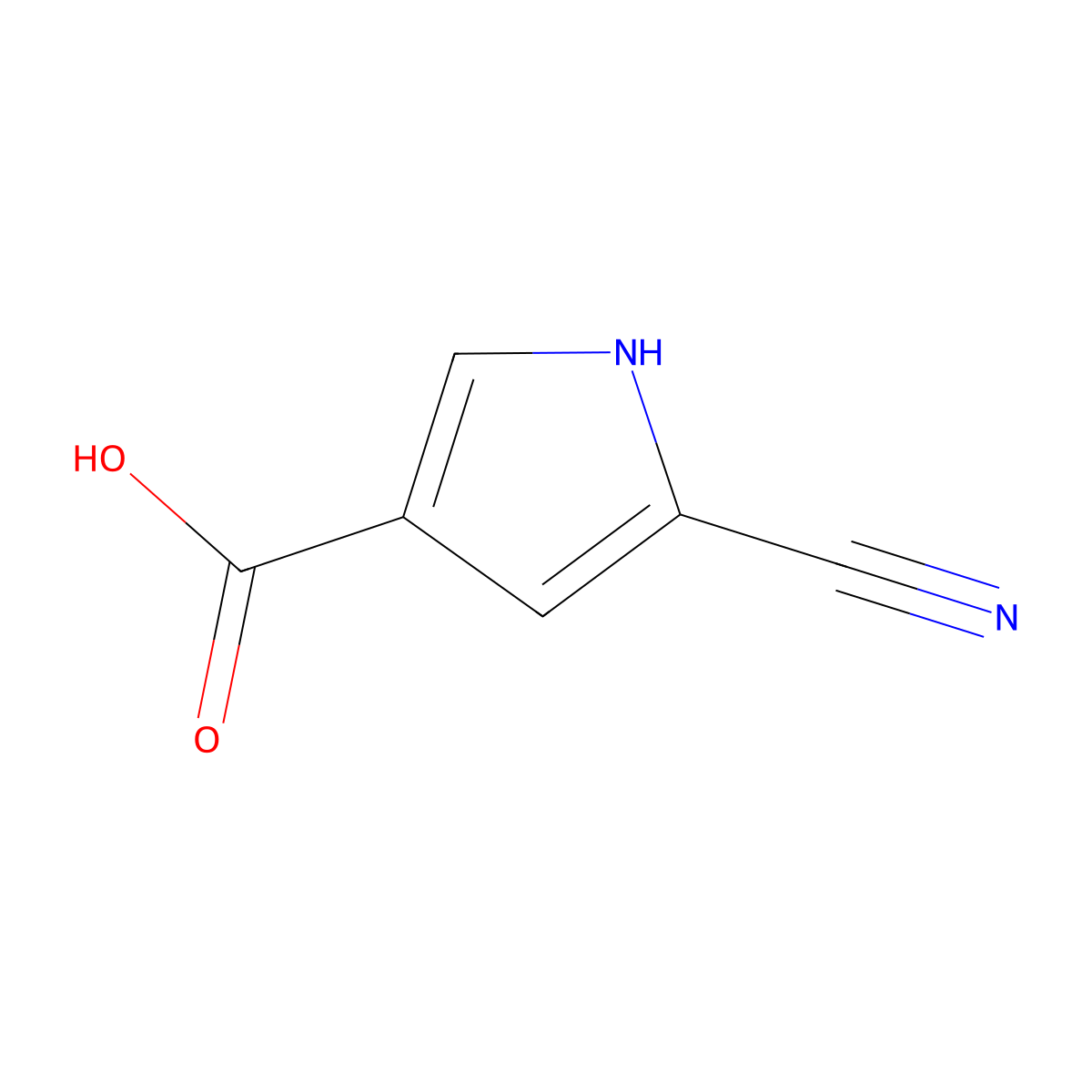 5-cyano-1H-pyrrole-3-carboxylic acid molecular structure, CAS 1443980-62-8
