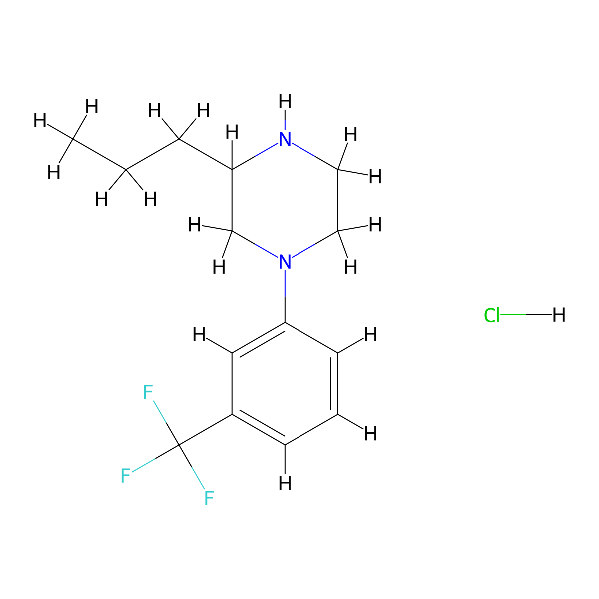 3-Propyl-1-[3-(trifluoromethyl)phenyl]piperazine hydrochloride molecular structure, CAS 1443980-71-9