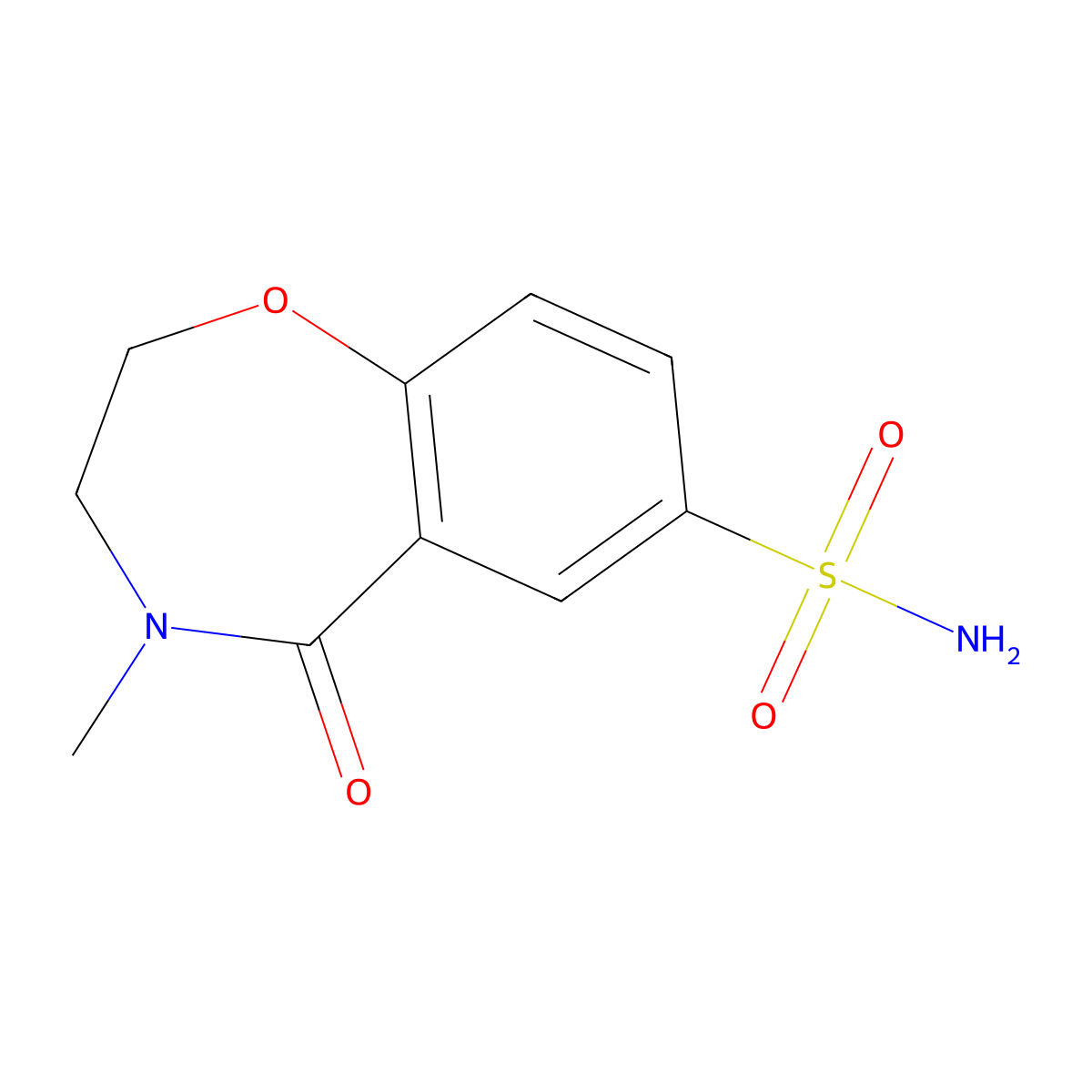 4-Methyl-5-oxo-2,3,4,5-tetrahydro-1,4-benzoxazepine-7-sulfonamide molecular structure, CAS 1443980-76-4