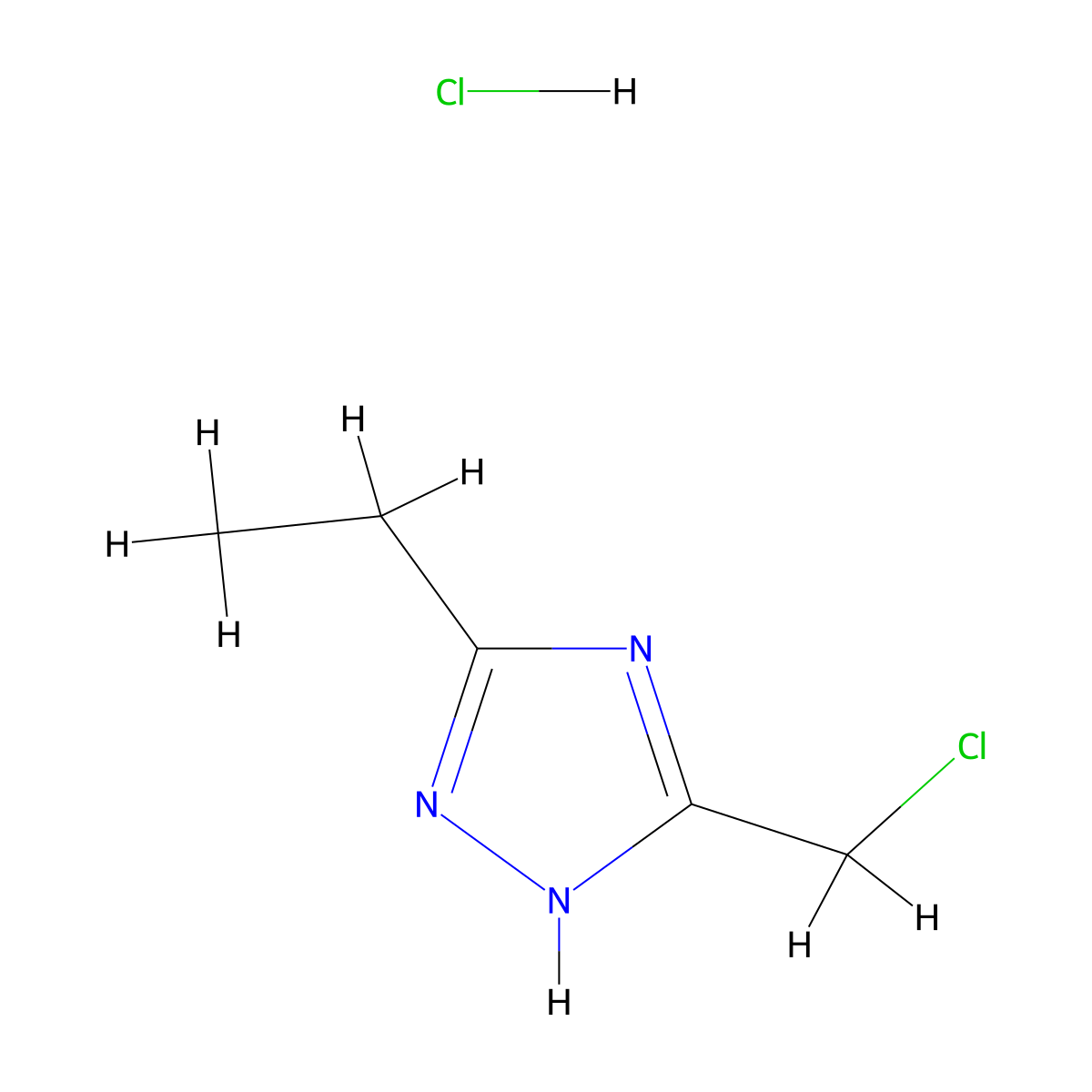 3-(chloromethyl)-5-ethyl-1H-1,2,4-triazole hydrochloride molecular structure, CAS 1443980-82-2
