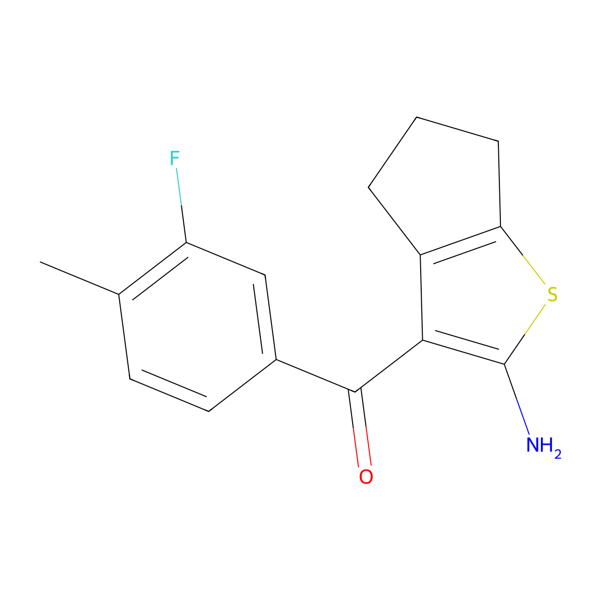 3-(3-fluoro-4-methylbenzoyl)-4H,5H,6H-cyclopenta[b]thiophen-2-amine molecular structure, CAS 1443980-89-9