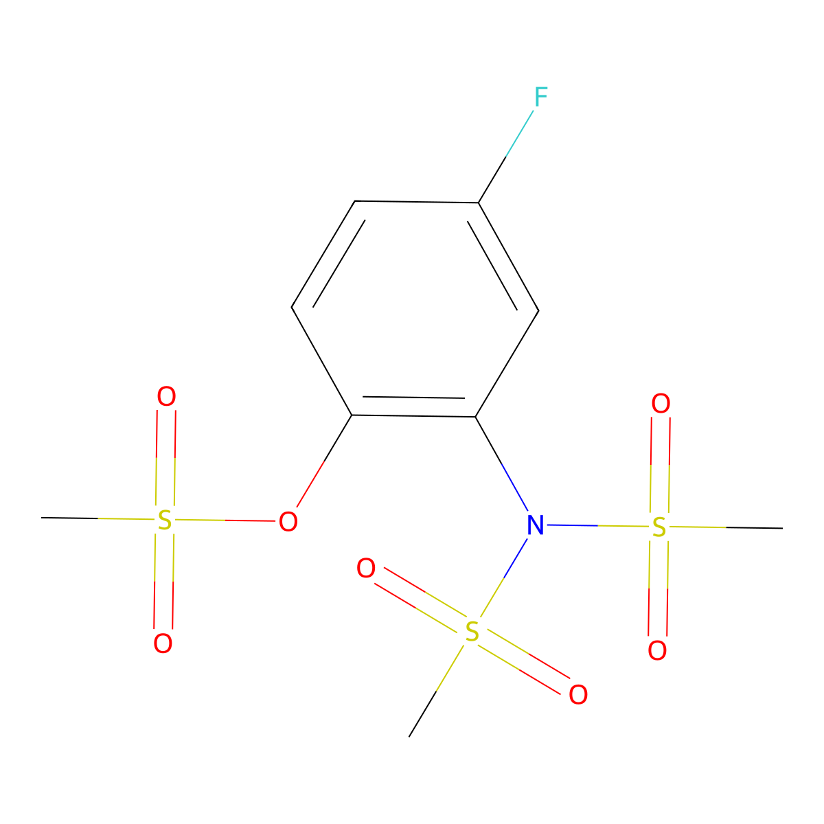 4-fluoro-2-(N-methanesulfonylmethanesulfonamido)phenyl methanesulfonate molecular structure, CAS 1443980-98-0