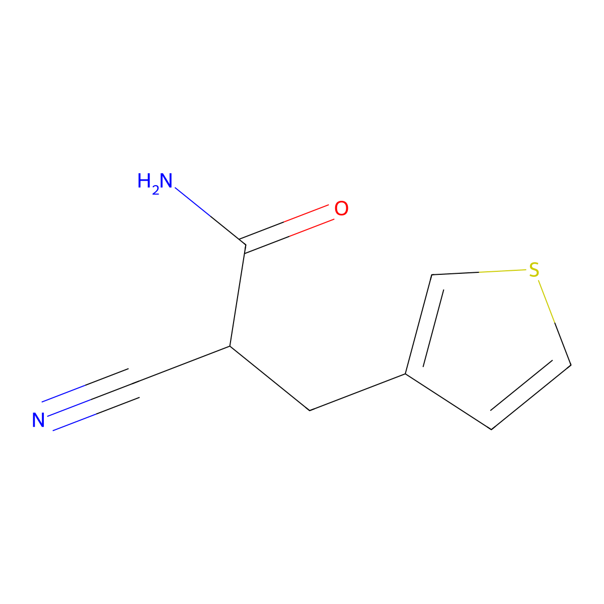 2-Cyano-3-(thiophen-3-yl)propanamide molecular structure, CAS 1443981-01-8