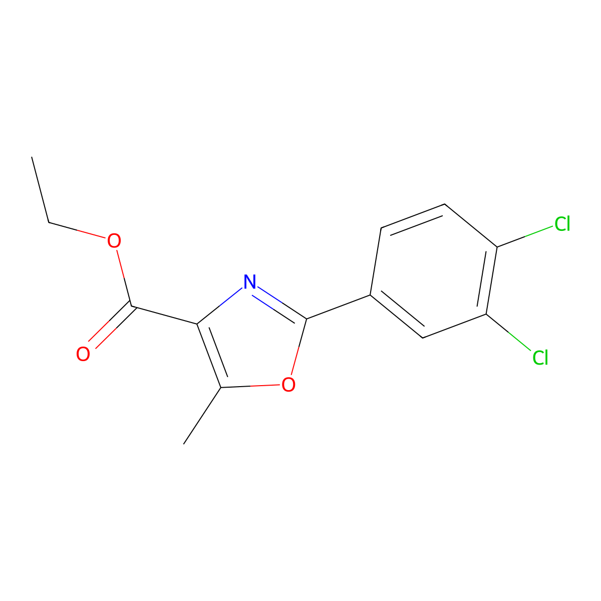 Ethyl 2-(3,4-dichlorophenyl)-5-methyl-1,3-oxazole-4-carboxylate molecular structure, CAS 1443981-03-0