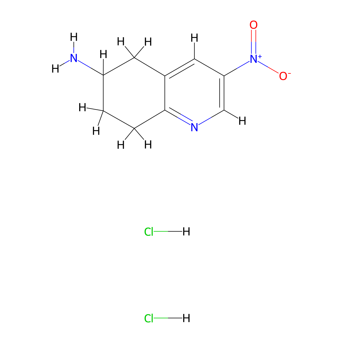 3-Nitro-5,6,7,8-tetrahydroquinolin-6-amine dihydrochloride molecular structure, CAS 1443981-04-1