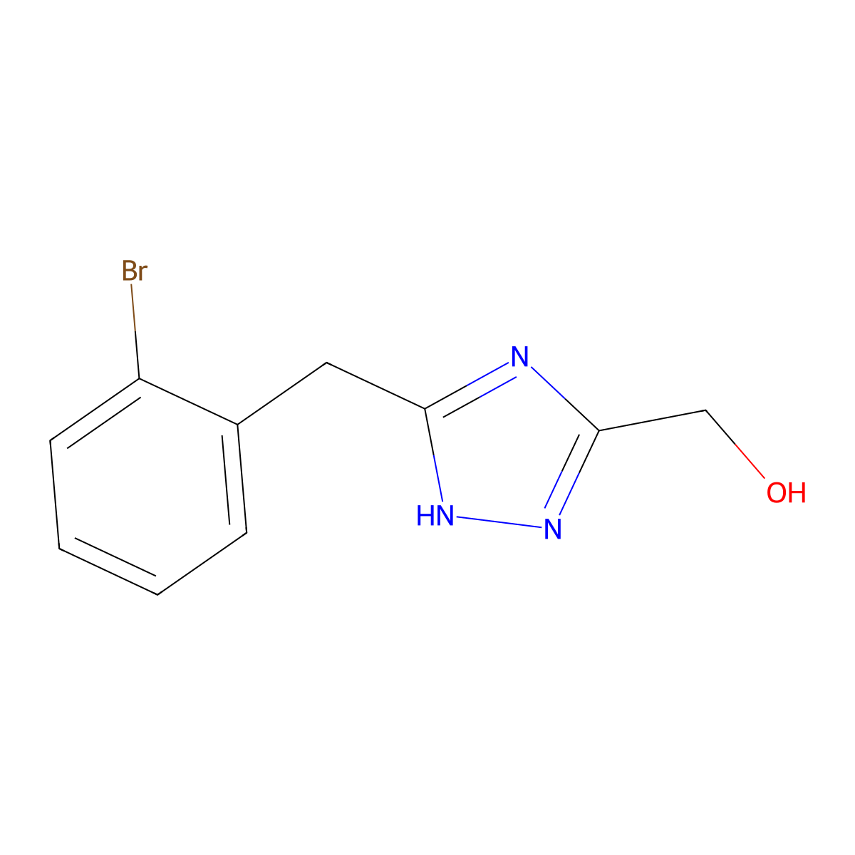 {5-[(2-bromophenyl)methyl]-4H-1,2,4-triazol-3-yl}methanol molecular structure, CAS 1443981-05-2