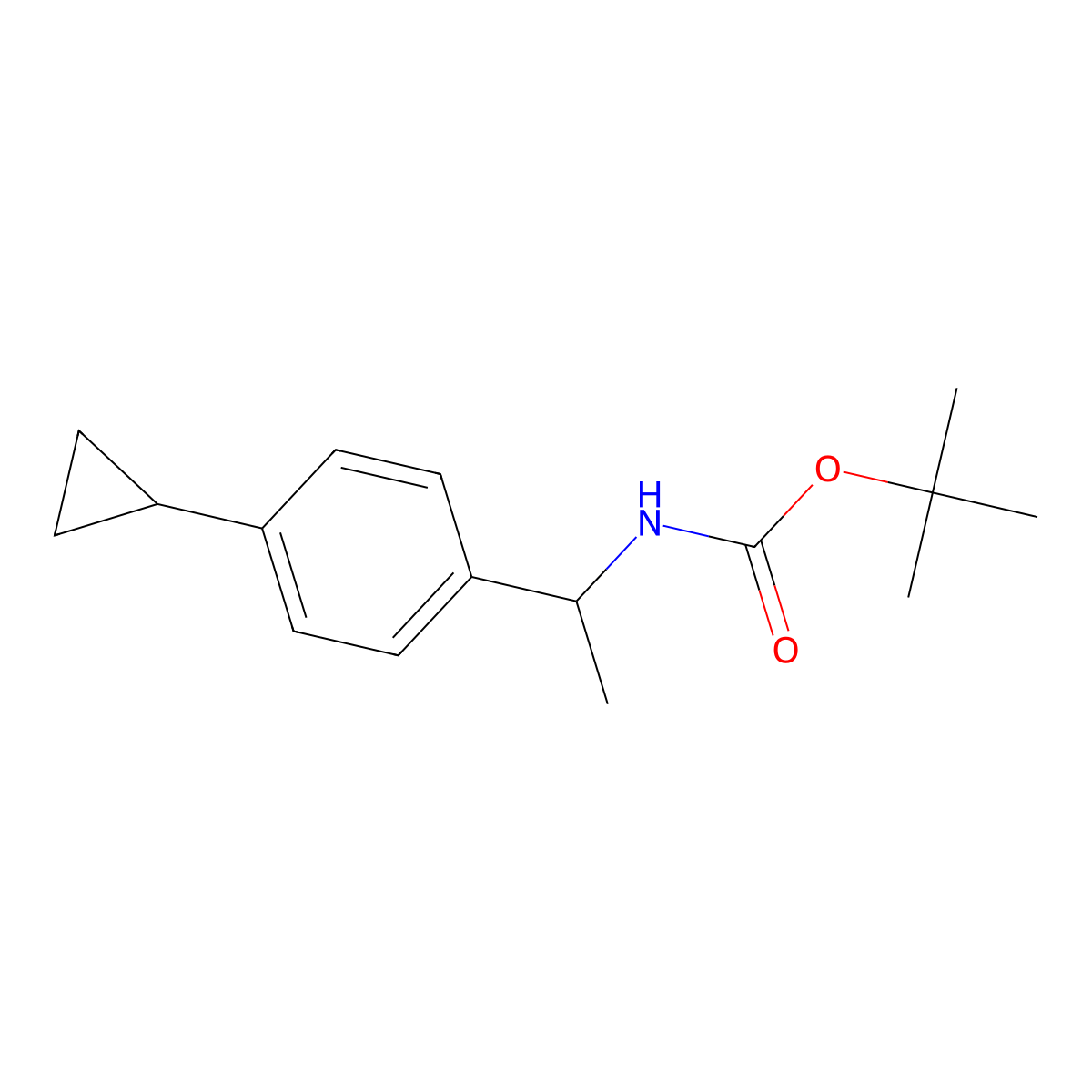 tert-butyl N-[1-(4-cyclopropylphenyl)ethyl]carbamate molecular structure, CAS 1443981-06-3